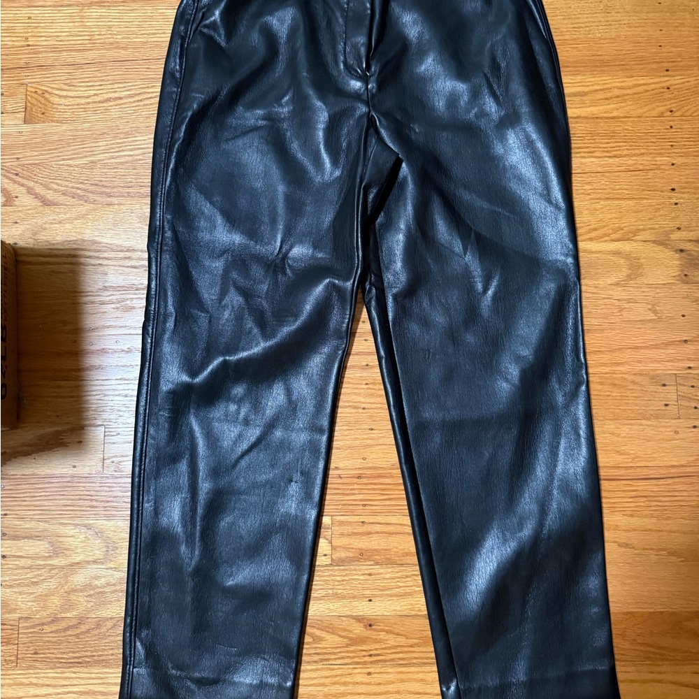 Aritzia Babaton Black Faux Leather Pants size 10